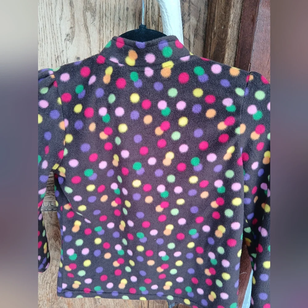 Crazy 8 Colorful Polka Dot Fleece Jacket Zippered Puff Sleeve Size 7-8 Girls